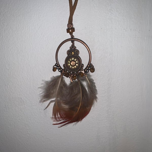 Authentic Handmade Dreamcatcher Necklace Boho Feather Pendant