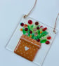Fused glass flower pot hanging  decoration. - Image 1