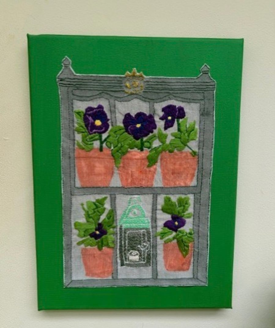 Pansy flower embroidered theatre.