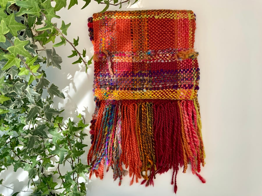 Scarf. Shawl. . Hand dyed, spun and woven. OOAK. Art yarn scarf. 