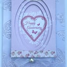 Happy anniversary heart and butterfly dimensional card and gift tag