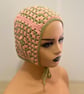 Granny Square Bonnet – Pink and Green Crochet Festival Hat with Ties - Image 4