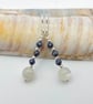 Real Sapphire, Moonstone & Silver Earrings, September Birthstone Gift For Her