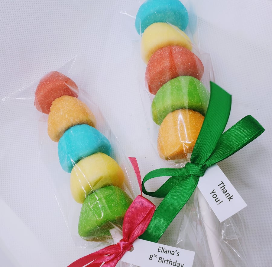 20 x RAINBOW MARSHMALLOW LOLLIPOPS - HANDMADE - PERSONALISED 