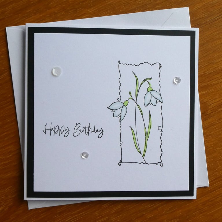 Birthday Card - Snowdrops