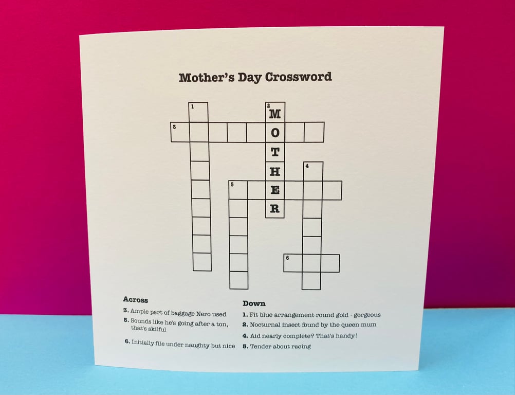 Mother's Day Card Crossword - Cryptic Crossword - Crossword Puzzle