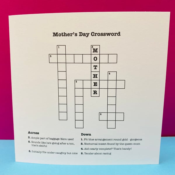 Mother's Day Card Crossword - Cryptic Crossword - Crossword Puzzle