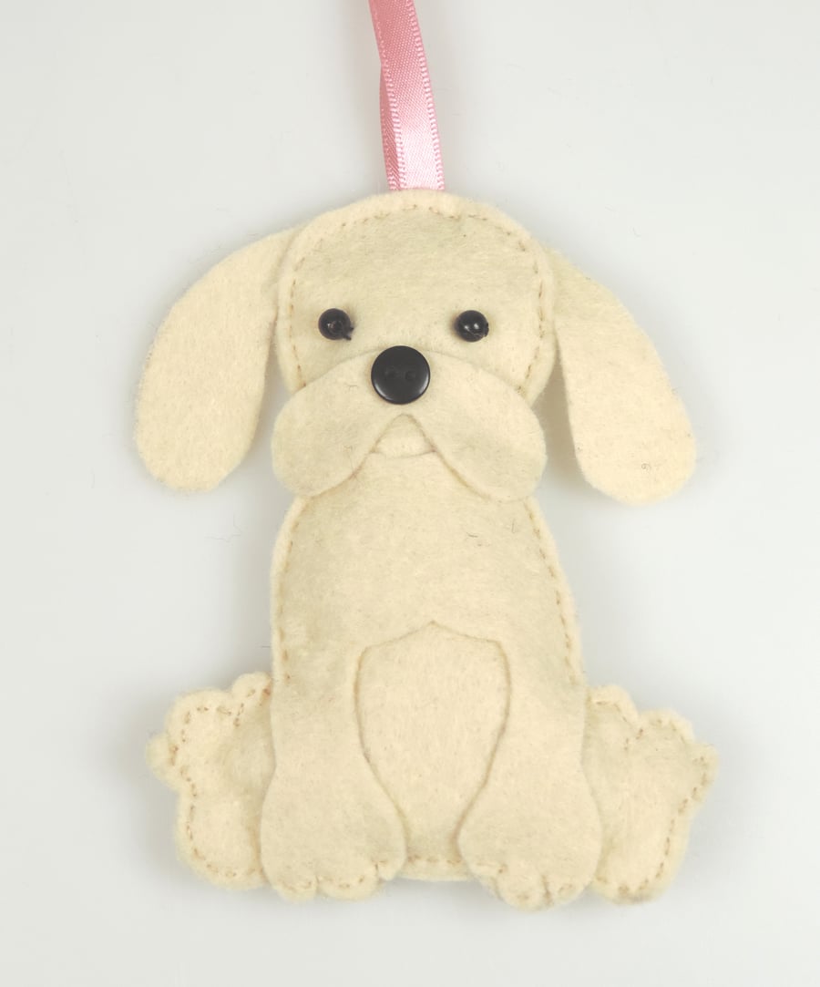  Felt Kawaii Golden Labrador Puppy Dog, Hanging Decoration, Twig Tree Dog Lover 