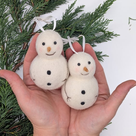 Needle felted Snowman Christmas tree decoration