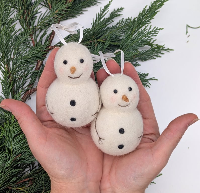 Needle felted Snowman Christmas tree decoration