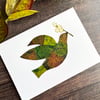 Handmade card, dove, paper collage, symbol of peace,