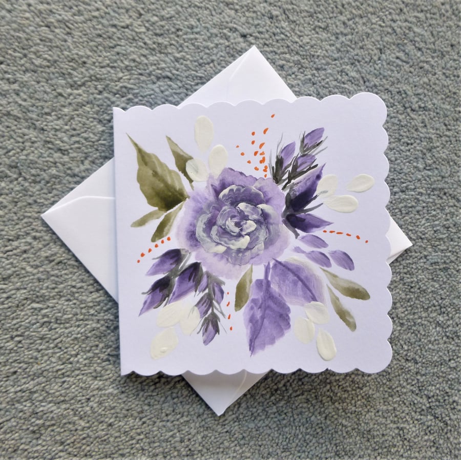 hand painted floral blank greetings card ( ref ... - Folksy