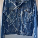 Upcycled light Blue Bleach Distressed Mens Denim Jacket size M