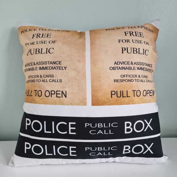 Doctor Who Police Box Handmade Cushion Cover 40 x 40 cm Tardis Print