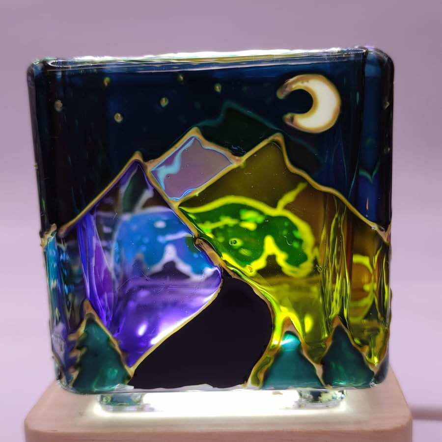 Hand painted glass candle holder