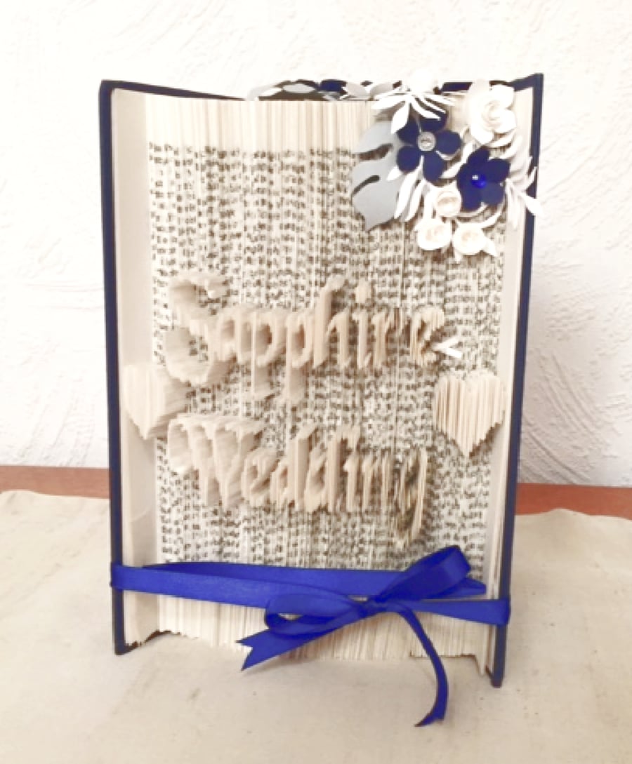 Sapphire Wedding, 45th Anniversary CUT & FOLD Book Folding Pattern - EMAILED PDF