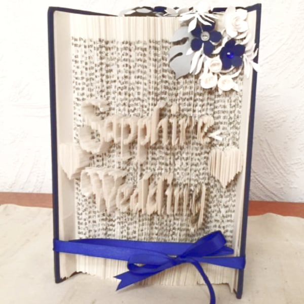 Sapphire Wedding, 45th Anniversary CUT & FOLD Book Folding Pattern - EMAILED PDF