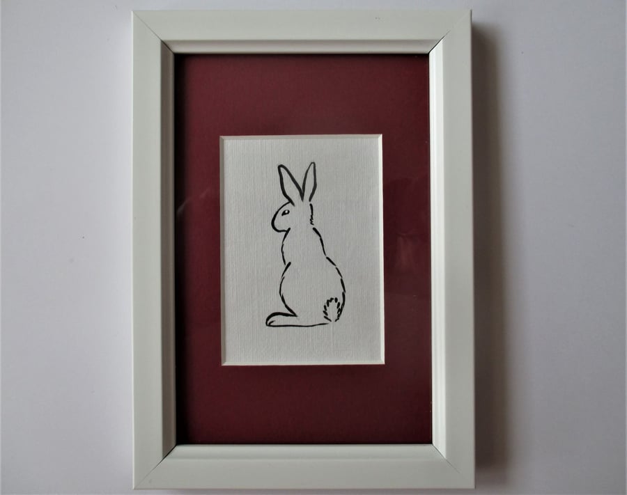 Mounted and Framed ACEO Small Format Art Bunny Rabbit Original Painting Picture