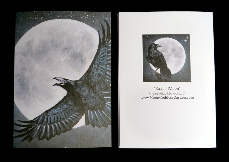 Raven Moon Greeting Card Halloween Witches Birthday Wicca Witch Pagan