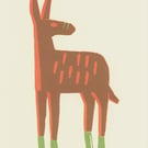 Donkey No.2 two-colour screenprint (14 x 29.7cm) in orange and green