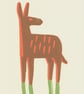 Donkey No.2 two-colour screenprint (14 x 29.7cm) in orange and green