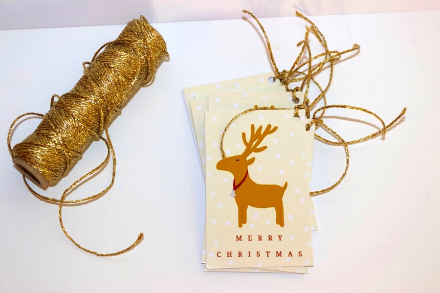 9 Reindeer christmas gift tags, gift wrapping accessory