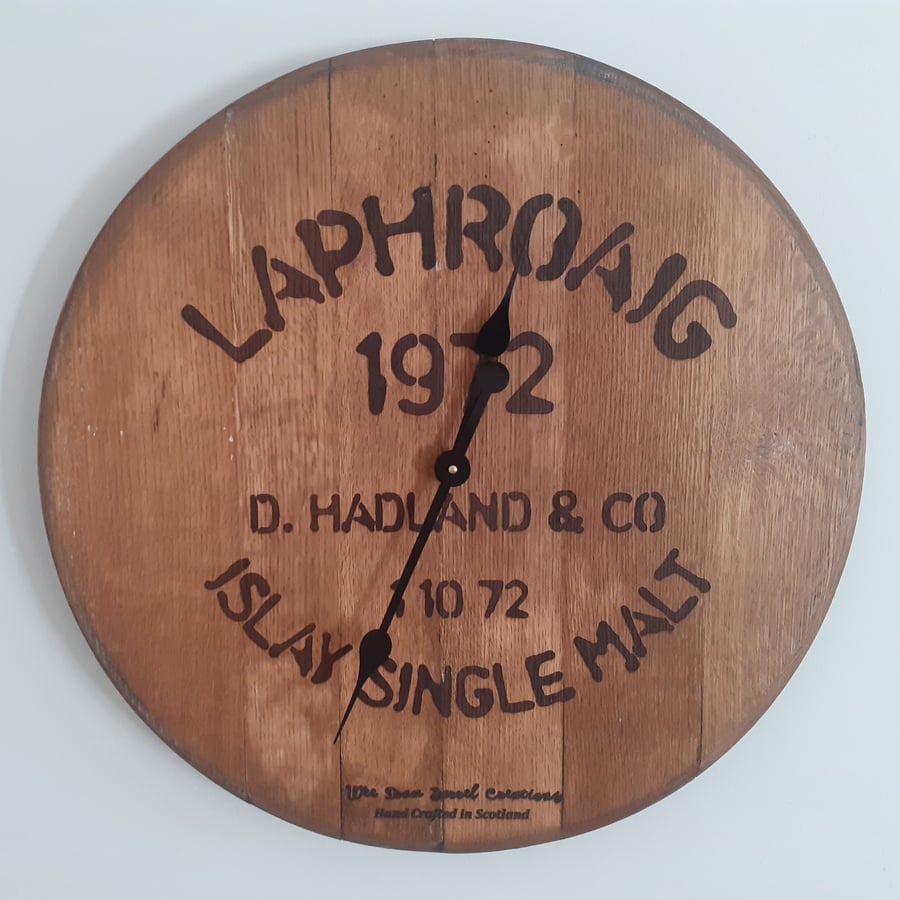 Custom, Whisky barrel top Clock Folksy