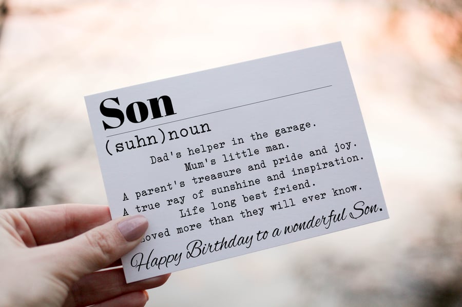 Son Noun Birthday Card, Card for Special Son, Birthday Card, Son Card
