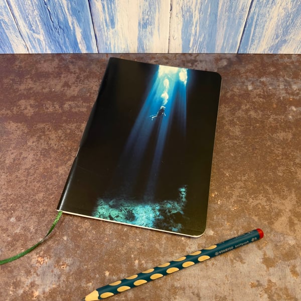 Notebook, Marine themed, A5 (ish), made from up-cycled and recycled materials.