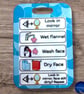 Blue Wash Face Routine PVC Card 5 Step Visual Checklist Lanyard Friendly
