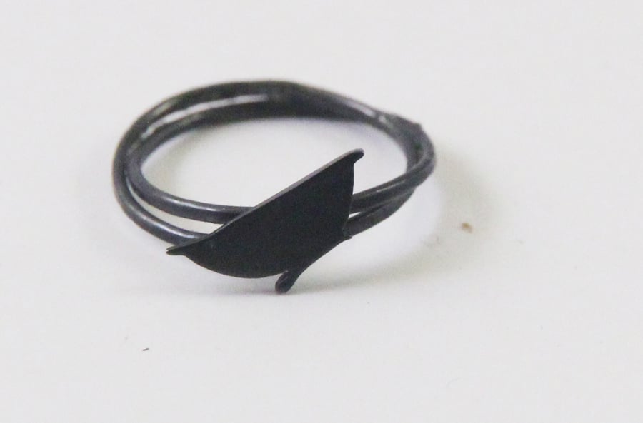 Nuthatch Ring Oxidised Silver