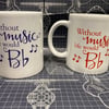 Without music - life would be flat - white mug with music notes - teacher gift 