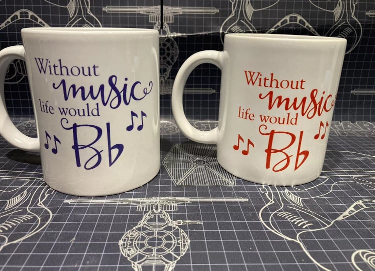 Without music - life would be flat - white mug with music notes - teacher gift 