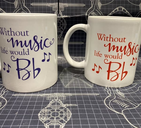 Without music - life would be flat - white mug with music notes - teacher gift 
