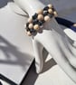 Beige Bead and Black Haematite Memory Wire Bracelet - Image 2