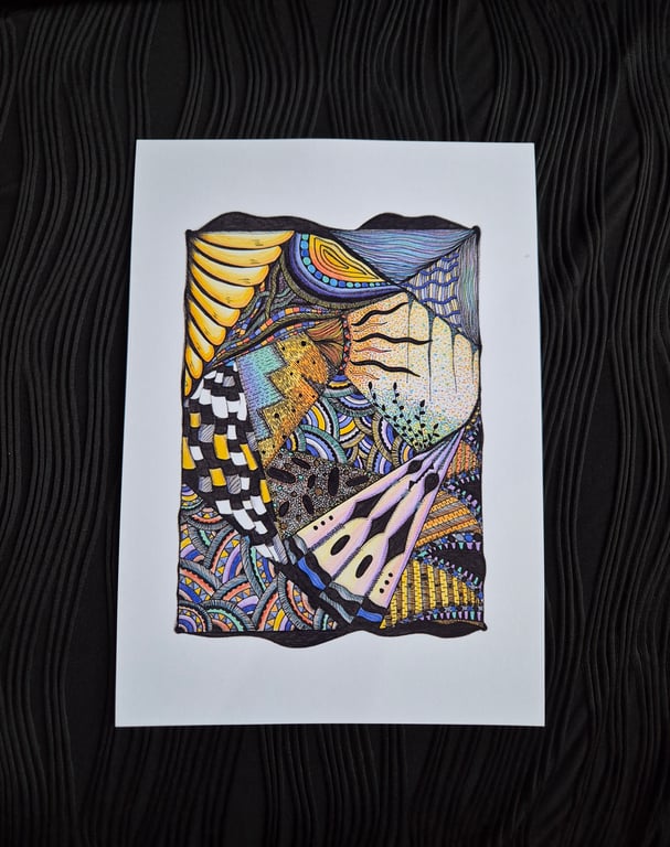 Abstract Zentangle Print - Unframed A4 Art - The Aura Of Fortune