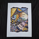 Abstract Zentangle Print - Unframed A4 Art - The Aura Of Fortune