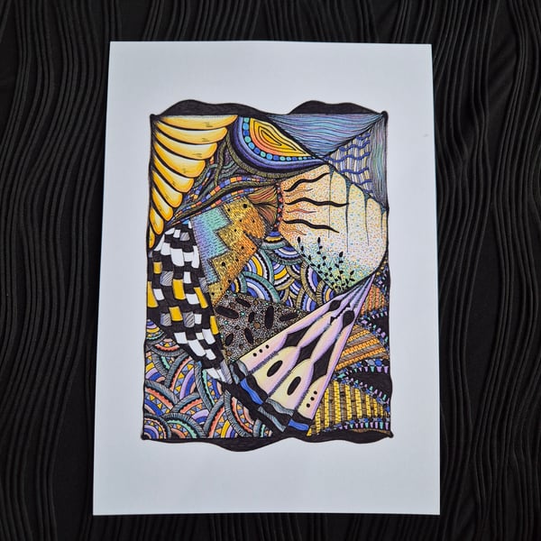 Abstract Zentangle Print - Unframed A4 Art - The Aura Of Fortune