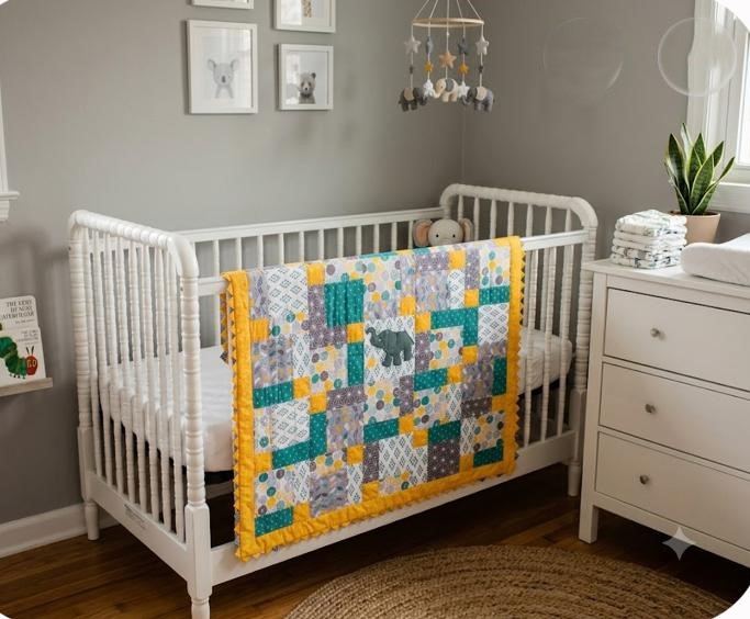Baby Elephant cot quilt