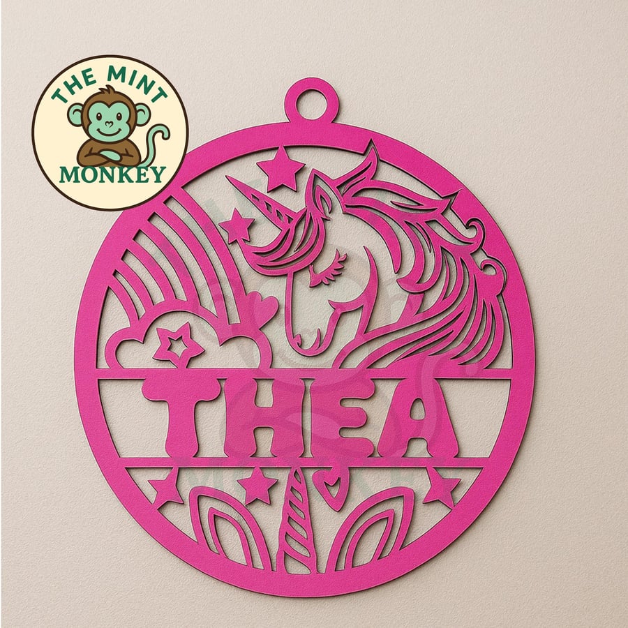 Unicorn Personalised Sign Wall art Wooden Hanging door plaque pink