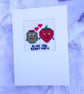  Handmade Love Note, Whimsical Greeting for Couple, Handmade Cross Stitch Card - Image 4