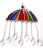 Umbrella Suncatcher Stained Glass Handmade Crystal Raindrops Rainbow