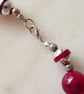 Dark Red Marbled beads with Striped Silver Beaded Necklace - Summer Seconds - Image 2