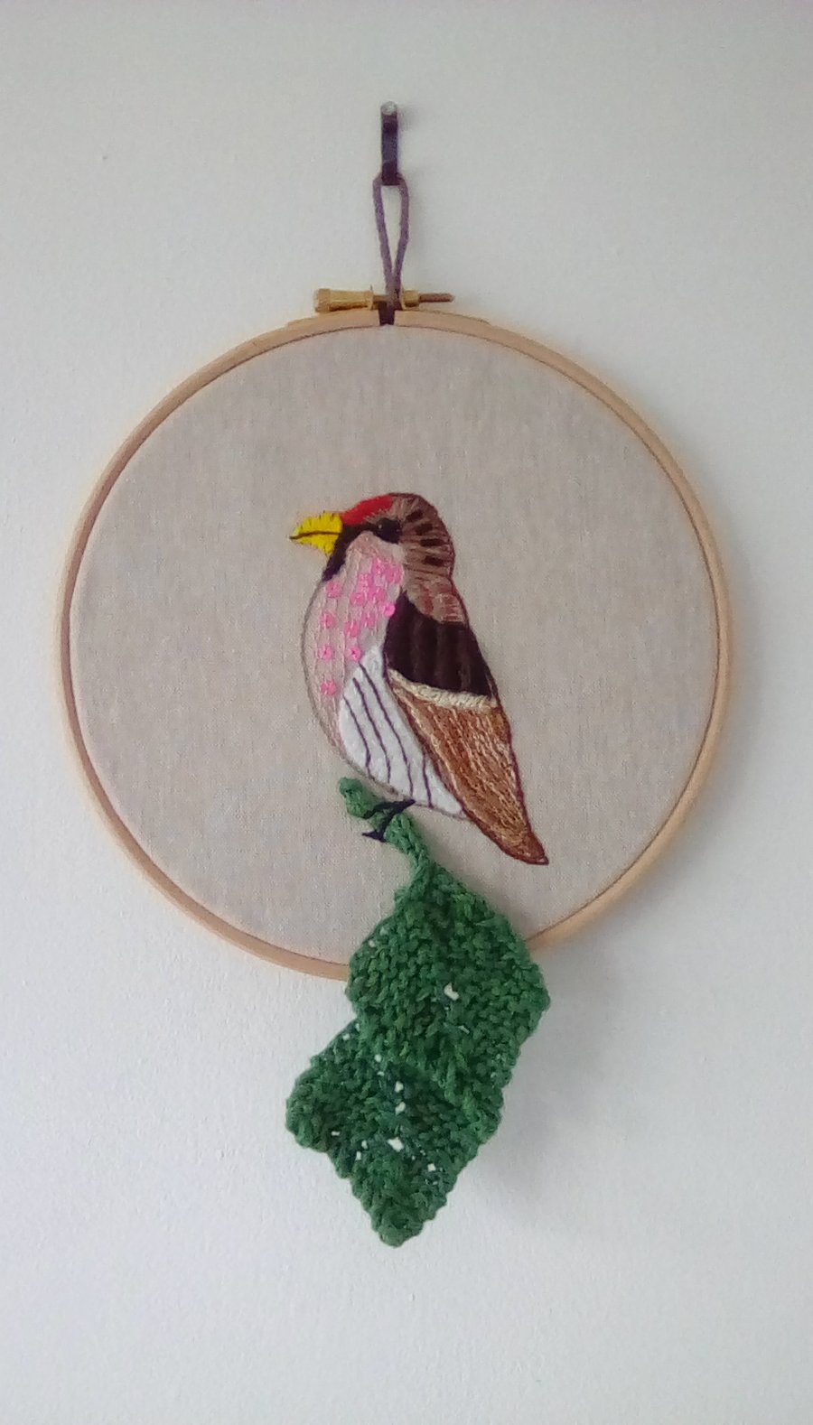 Embroidered bird, Embroidered Bird, Bird Art, Embroidered decor