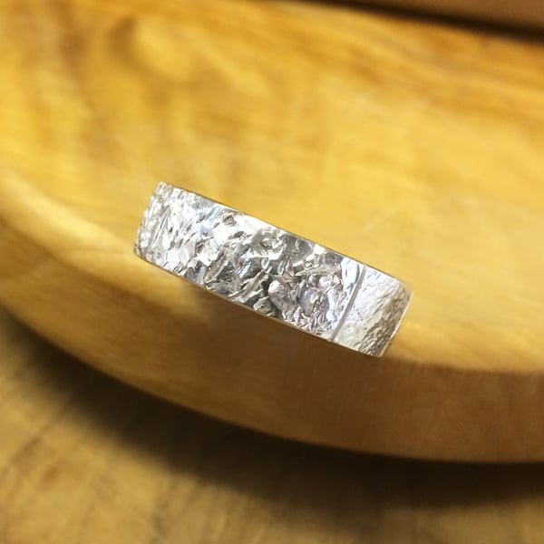 Chased Silver Band Ring
