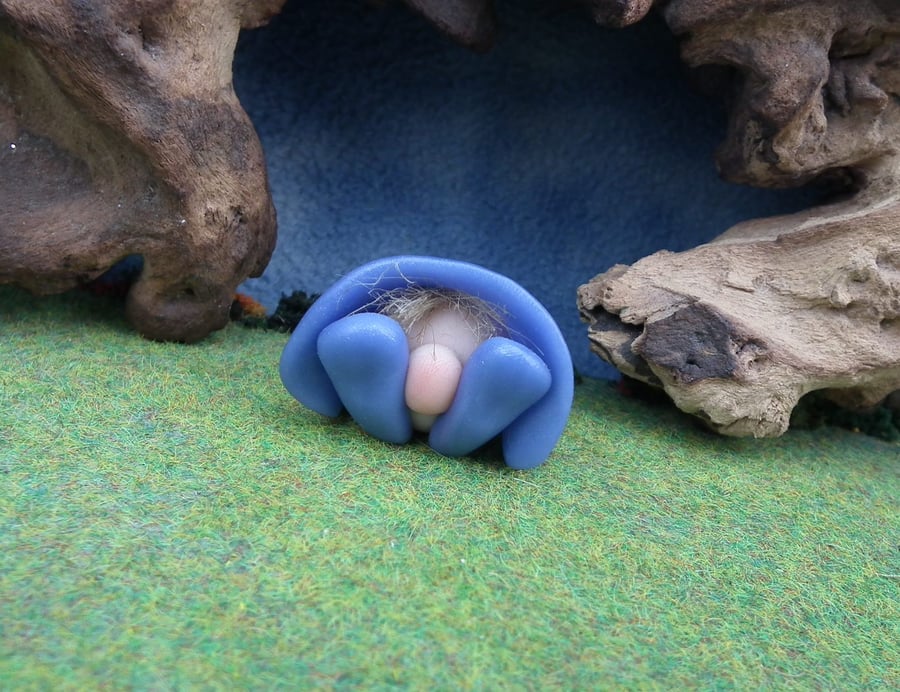 Sale Tiny Squat Gnome 1" clearance price OOAK Sculpt Ann Galvin