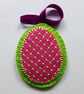 Decoration -  Hanging oval - purple ribbon - Image 1