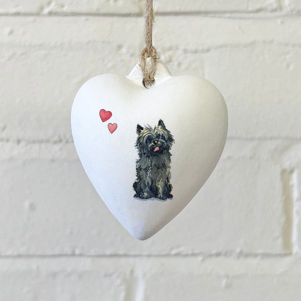 Cairn Terrier Black Ceramic Heart Bauble