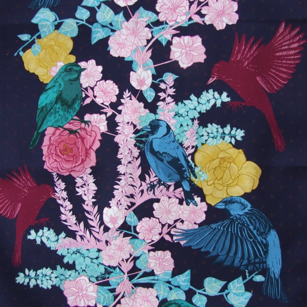 Tea Towel - A Parcel of Birds Tea Towel - Cotton Bird and Floral Tea Towel