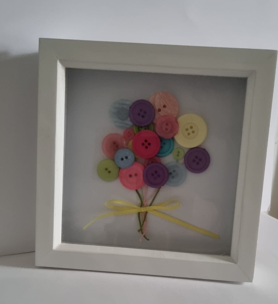 Handmade button balloon picture frame Nursery wall hanging frame 
